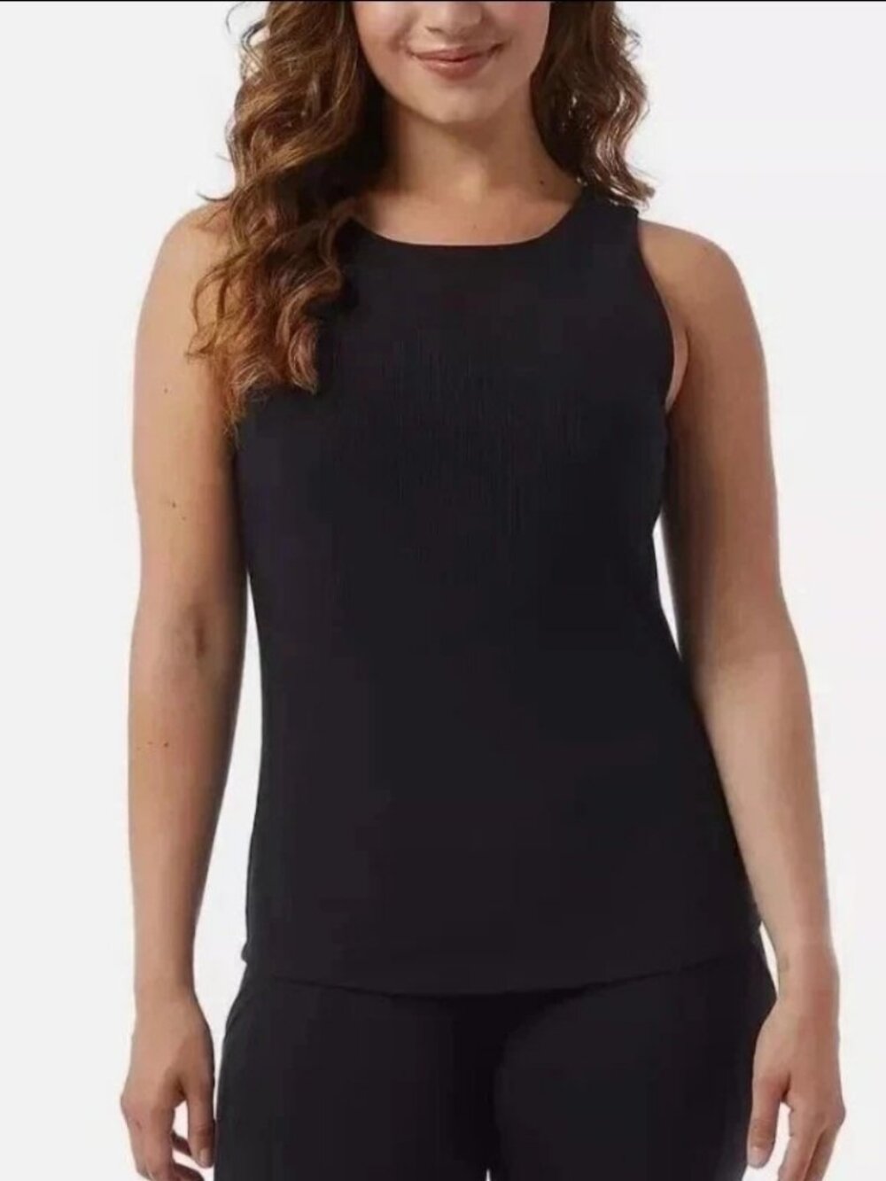 32 Degrees Cool Women's Soft Ribbed Built-In-Bra Top, Black Large